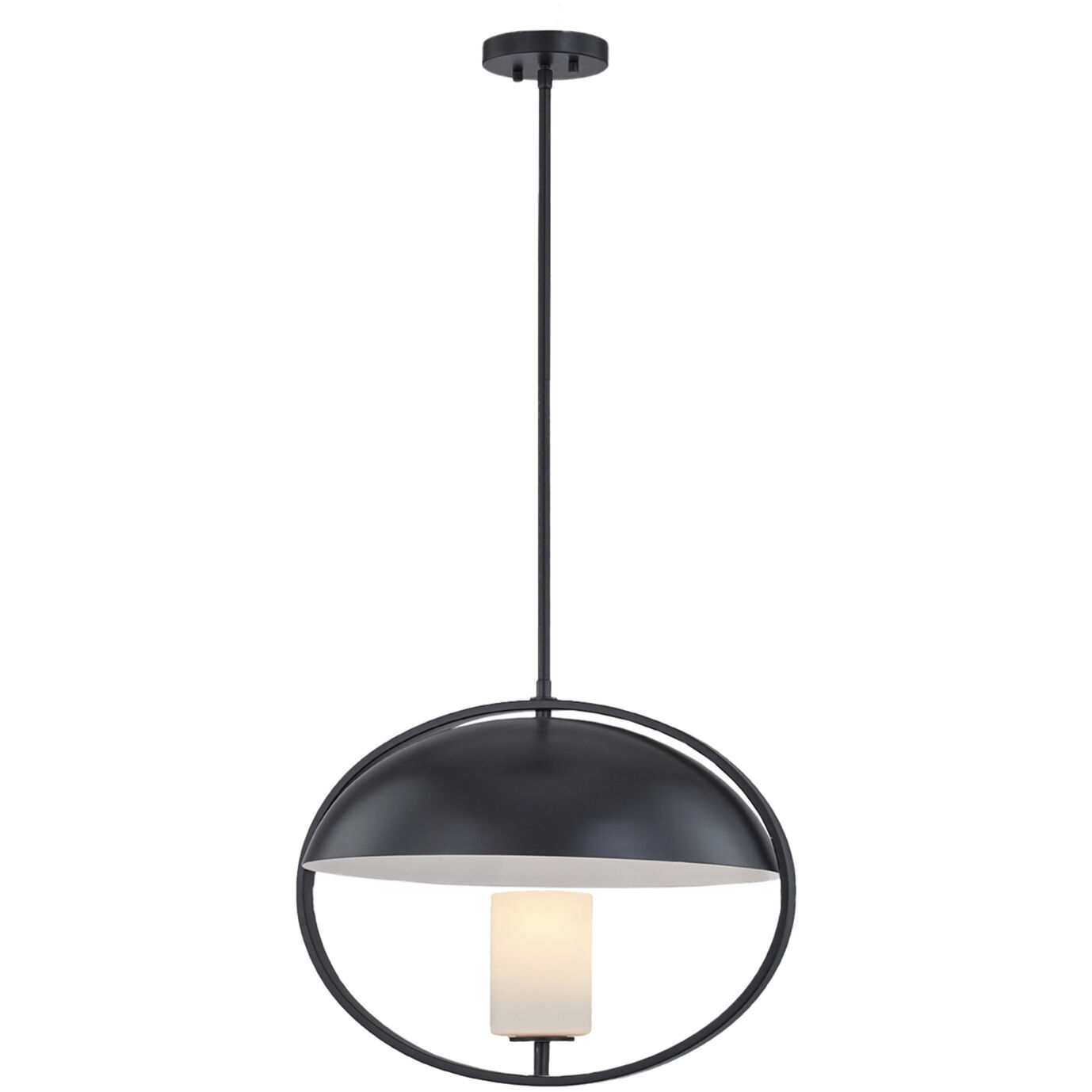 Fusion 1 Light 20 inch Matte Black and Opal Pendant Ceiling Light