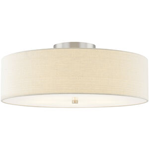 Textile Collection 5 Light 24 inch Brushed Nickel Semi Flush Ceiling Light in Cream (CandleAria), Classic Family