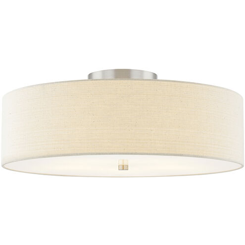Textile Collection 5 Light 24 inch Brushed Nickel Semi Flush Ceiling Light in Cream (CandleAria), Classic Family