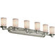Textile 6 Light 43.75 inch Brushed Nickel Bath Bar Wall Light in White, Incandescent, Cylinder w/ Flat Rim