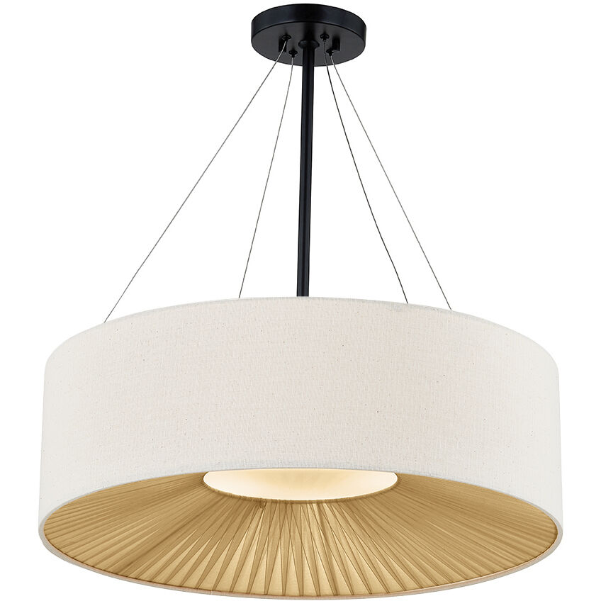 Textile Collection 6 Light 24 inch Matte Black Pendant Ceiling Light, Warren Family