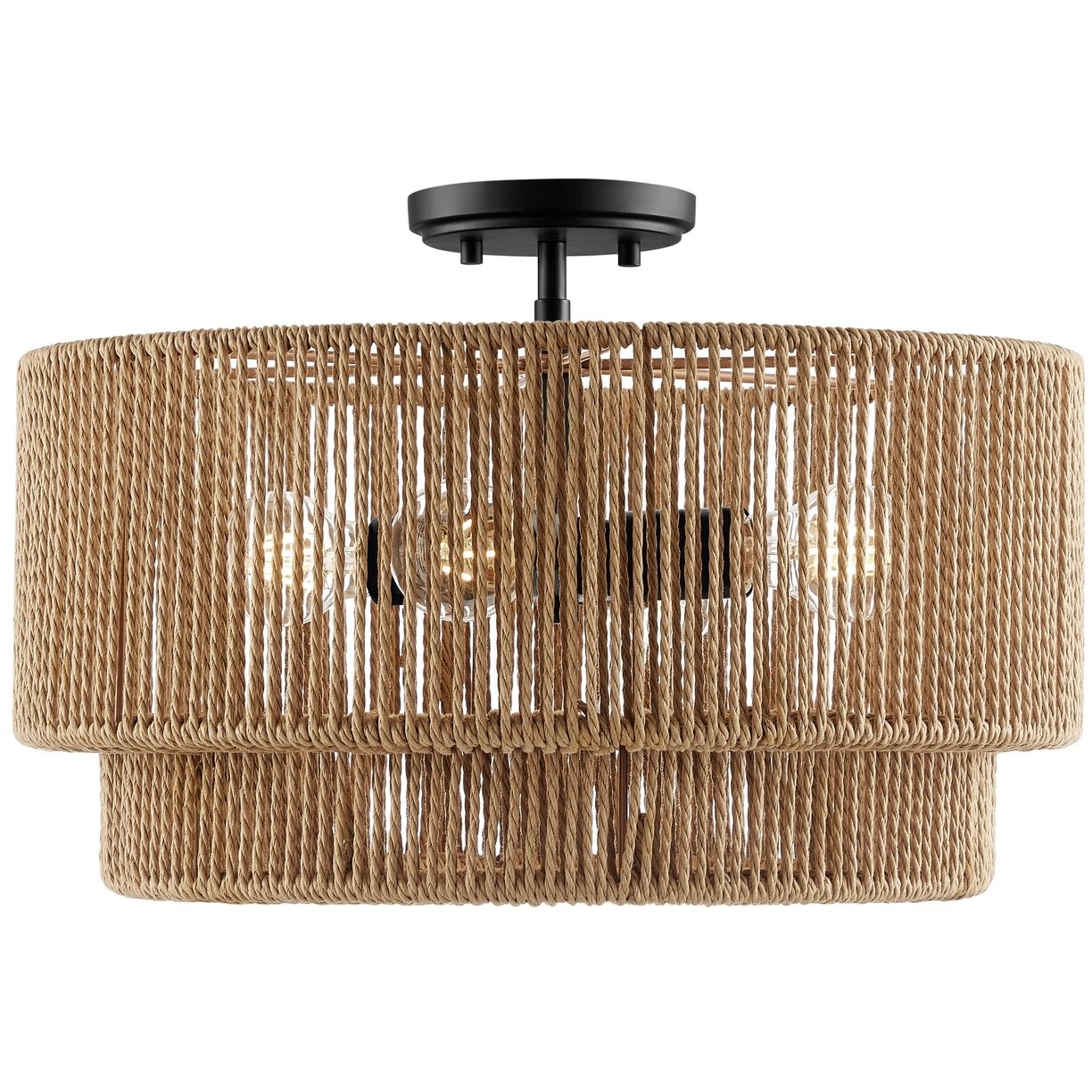Eco Collection - Milos Family 4 Light 18 inch Matte Black Semi-Flush Ceiling Light in 18" D x 18" W x 11" H, EVOLV