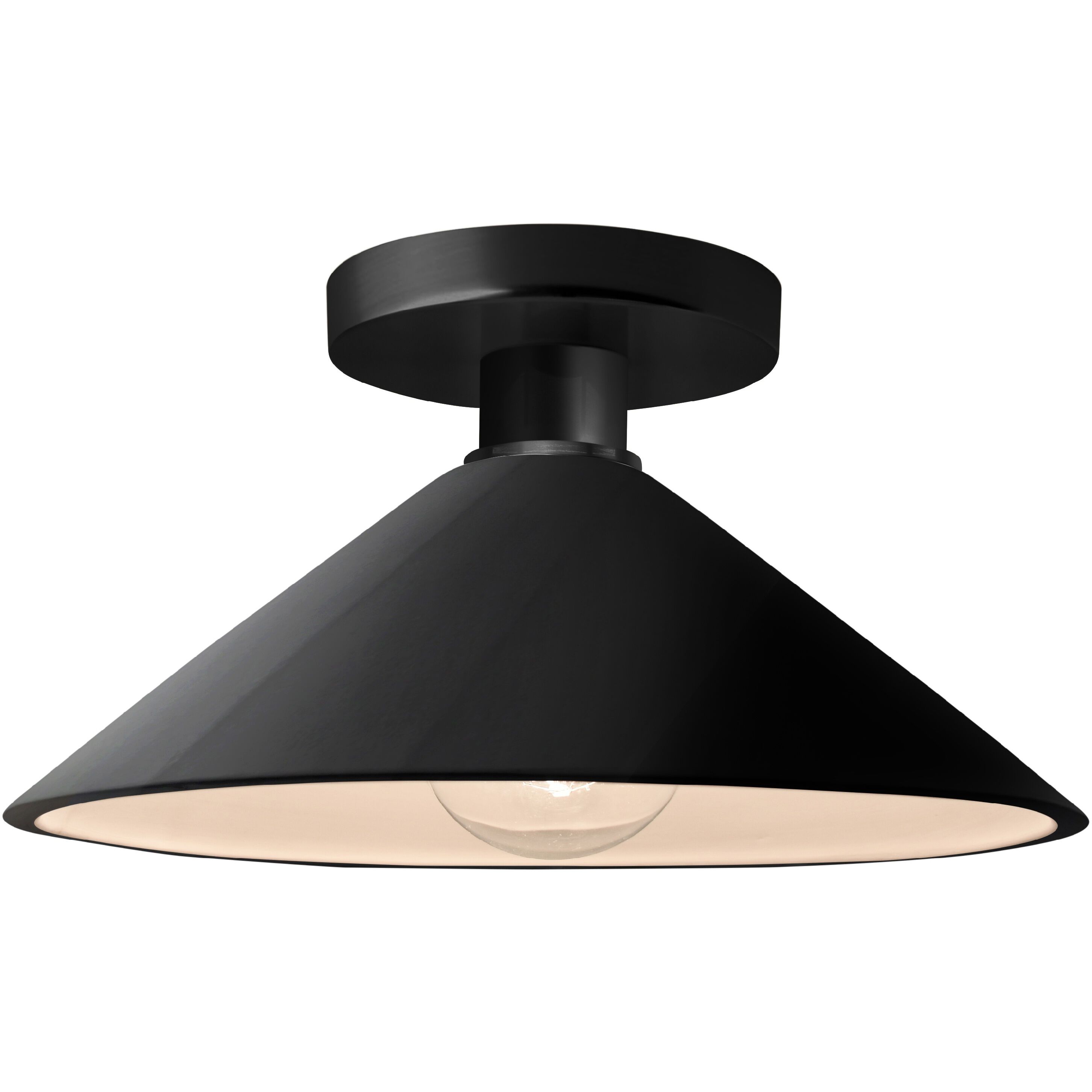 Radiance LED 11.75 inch Gloss Black and Matte White and Matte Black Semi Flush Ceiling Light