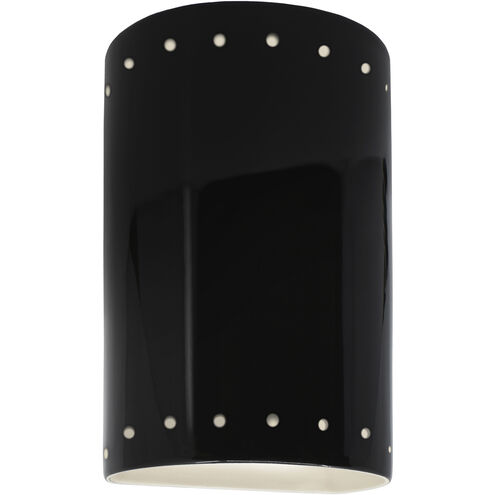 Ambiance Cylinder LED 9.5 inch Gloss Black Outdoor Wall Sconce, Small