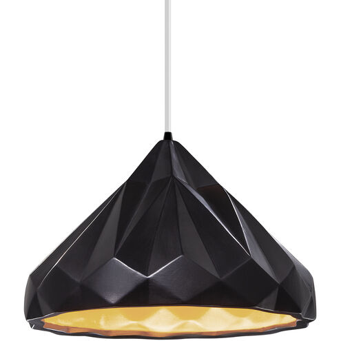 Radiance Collection LED 12 inch Matte Black and Champagne Gold and Carbon Matte Black and White Pendant Ceiling Light