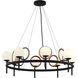 EVOLV LED 30 inch Matte Black with Brass Ring Chandelier Ceiling Light, Halo Family