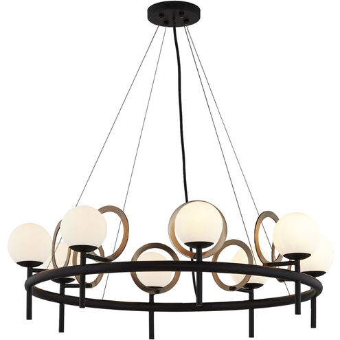 EVOLV LED 30 inch Matte Black with Brass Ring Chandelier Ceiling Light, Halo Family