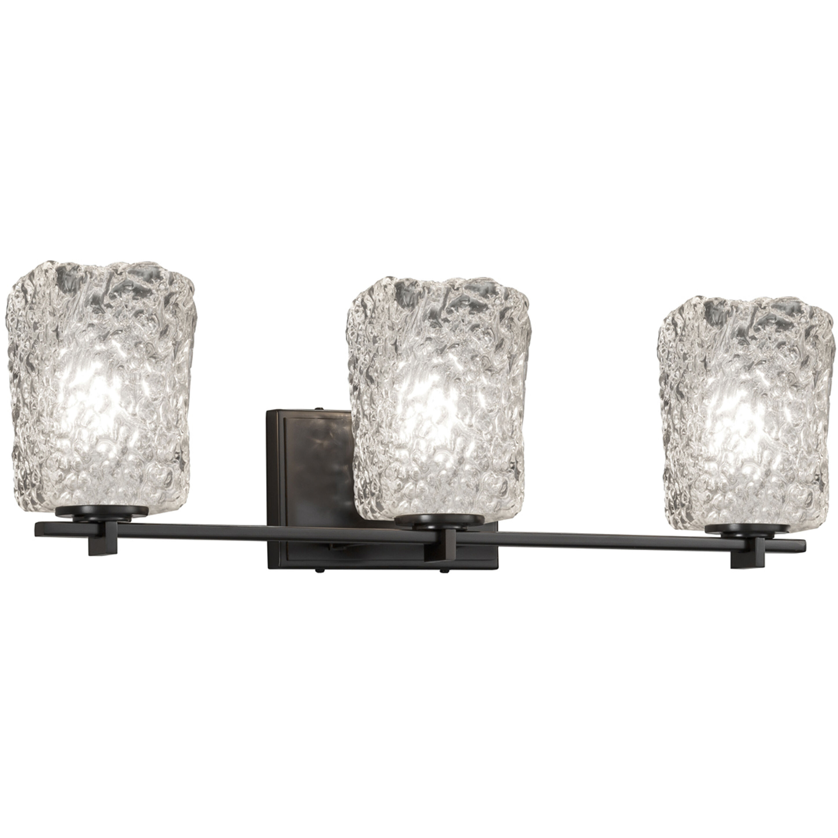 Veneto Luce Vanity Light Wall Light in Matte Black, Clear Textured (Veneto Luce), Square with Rippled Rim, Incandescent