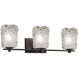 Veneto Luce Vanity Light Wall Light in Matte Black, Clear Textured (Veneto Luce), Square with Rippled Rim, Incandescent
