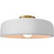 Radiance Collection - Spire LED 16 inch Gloss White and Brushed Brass Semi-Flush Ceiling Light in Dedicated LED, 16W x 6.5H, Form+Finish+Function
