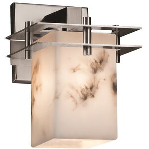 LumenAria 1 Light 6.5 inch Brushed Nickel Wall Sconce Wall Light in Square with Flat Rim, Incandescent, Square w/ Flat Rim