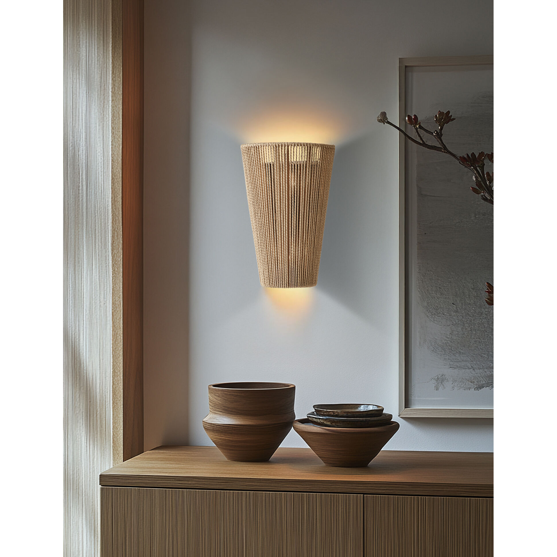 Eco Wall Sconce Wall Light in Matte Black, Natural
