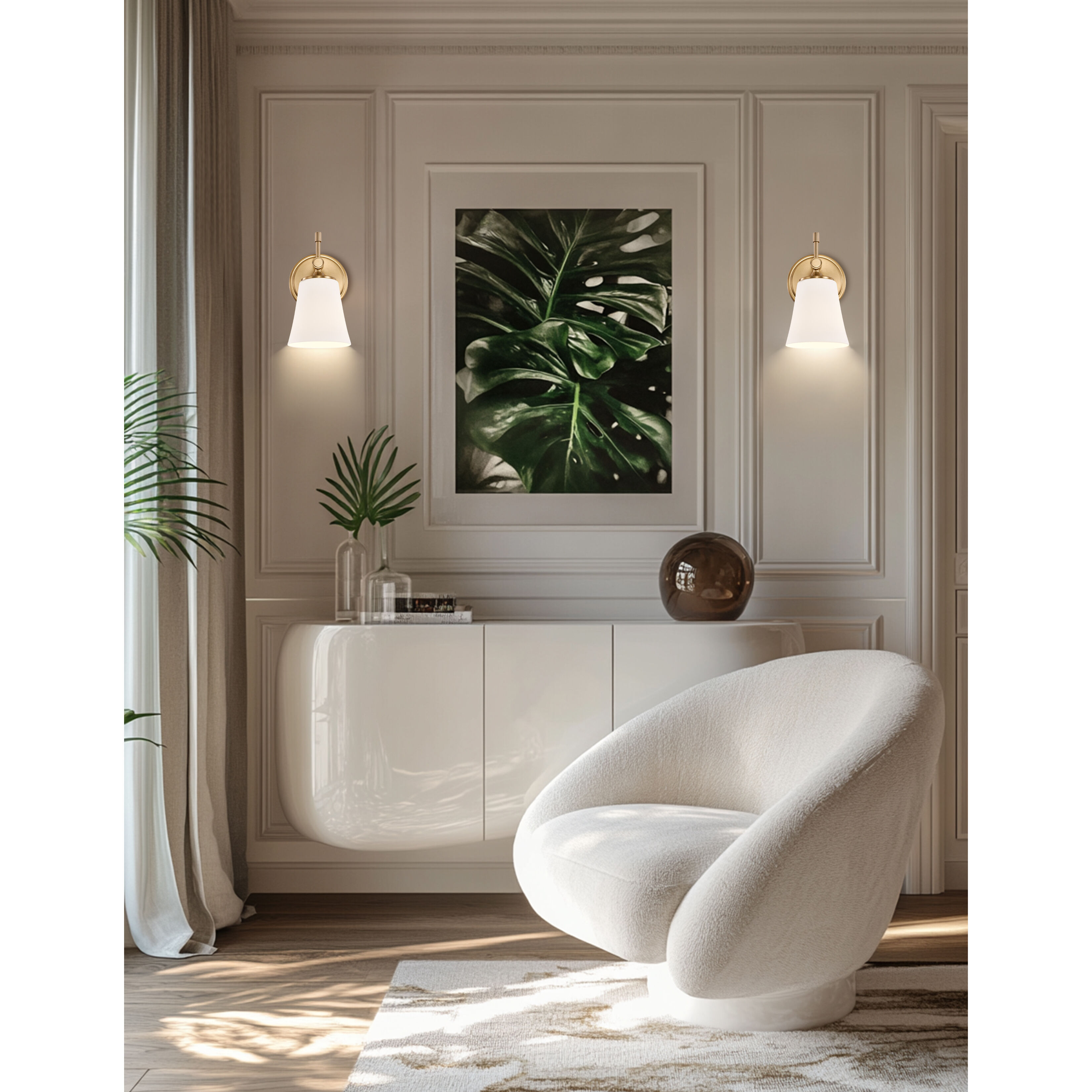 Fusion Collection - Tulsi Family 1 Light 5.25 inch Brushed Brass Wall Sconce Wall Light, EVOLV