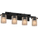 Fusion 4 Light 29 inch Matte Black Bath Bar Wall Light in Incandescent, Seeded Fusion