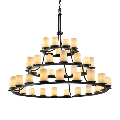CandleAria 45 Light 60 inch Matte Black Chandelier Ceiling Light in Cream (CandleAria), Cylinder with Flat Rim, 31500 Lm LED
