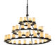 CandleAria 45 Light 60 inch Matte Black Chandelier Ceiling Light in Cream (CandleAria), Cylinder with Flat Rim, 31500 Lm LED