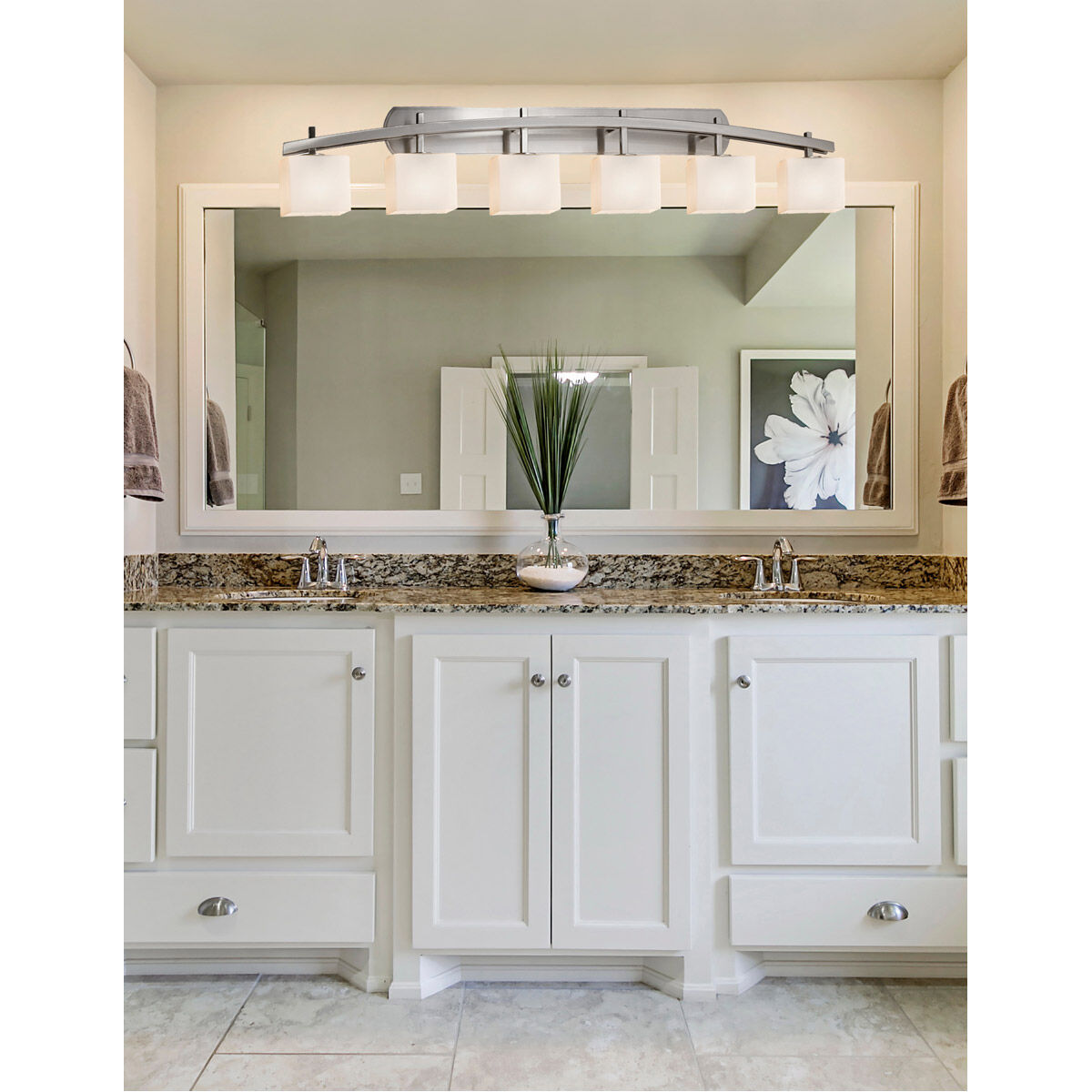 Fusion LED 56 inch Brushed Nickel Vanity Light Wall Light in 4200 Lm LED, Rectangle, Opal Fusion