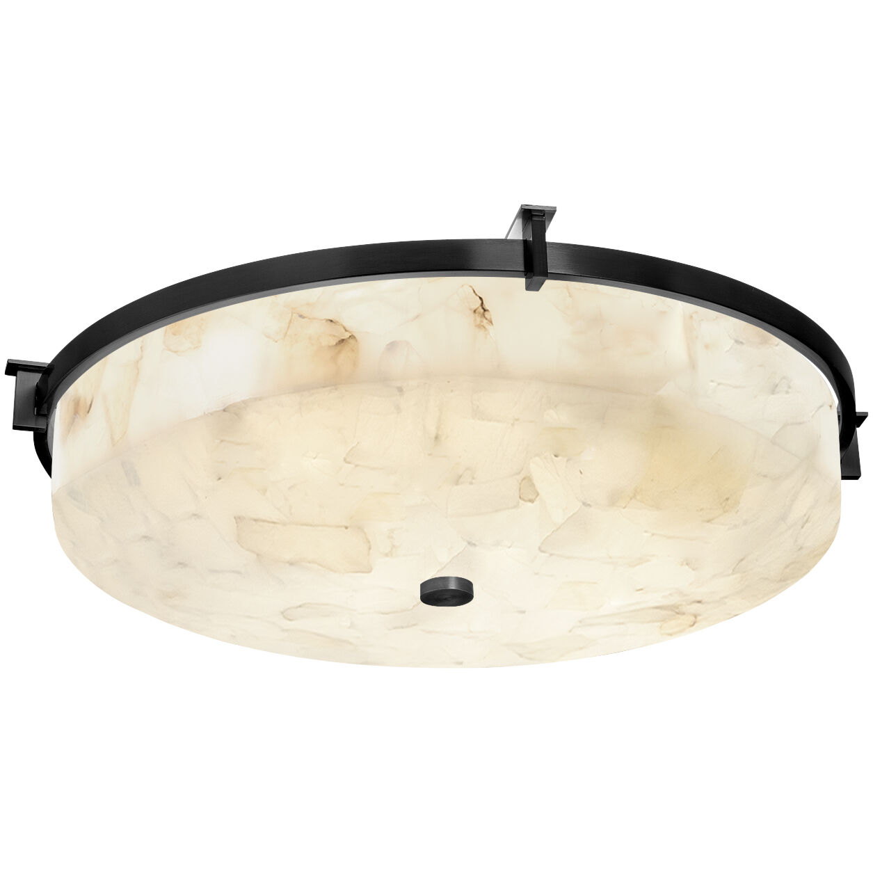Alabaster Rocks 1 Light 20.75 inch Matte Black Flush-Mount Ceiling Light, Round
