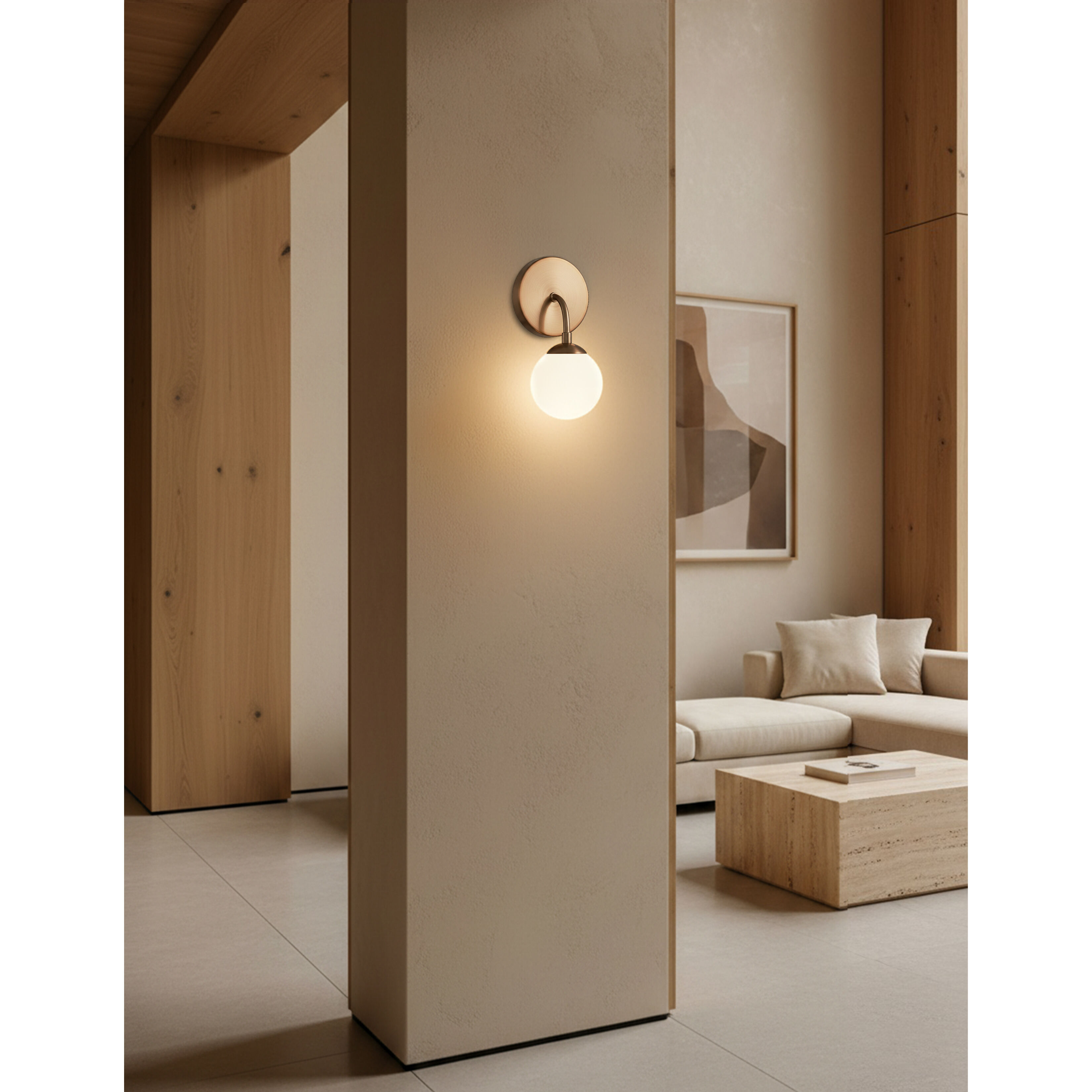 Fusion Collection - Noho Family 1 Light 4.5 inch Brushed Brass ADA Wall Sconce Wall Light in 4" D x 4.5" W x 9" H, EVOLV