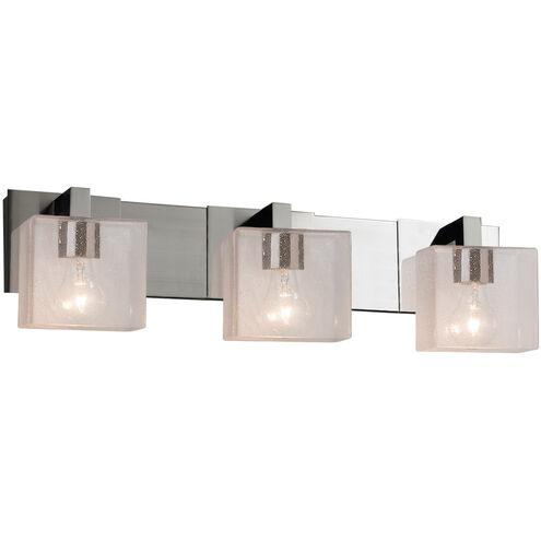 Fusion 3 Light 27 inch Brushed Nickel Bath Bar Wall Light in Rectangle, Incandescent, Seeded Fusion