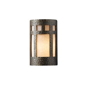 Ambiance Cylinder LED 9 inch Hammered Iron Outdoor Wall Sconce in 1000 Lm LED, Small