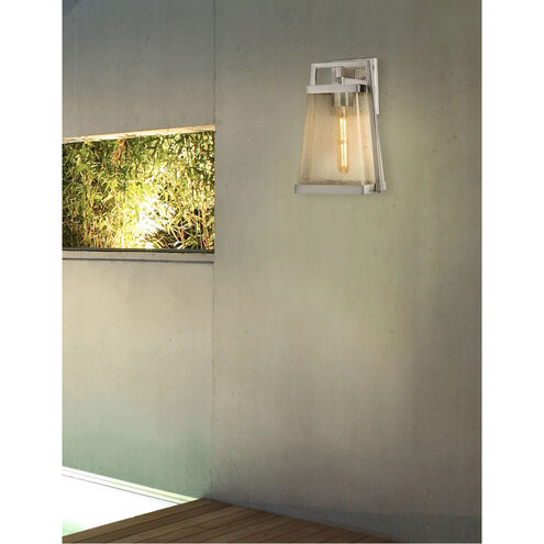 EVOLV 14 inch Brushed Nickel Outdoor Wall Sconce in Incandescent, Seeded Fusion, Obispo Family