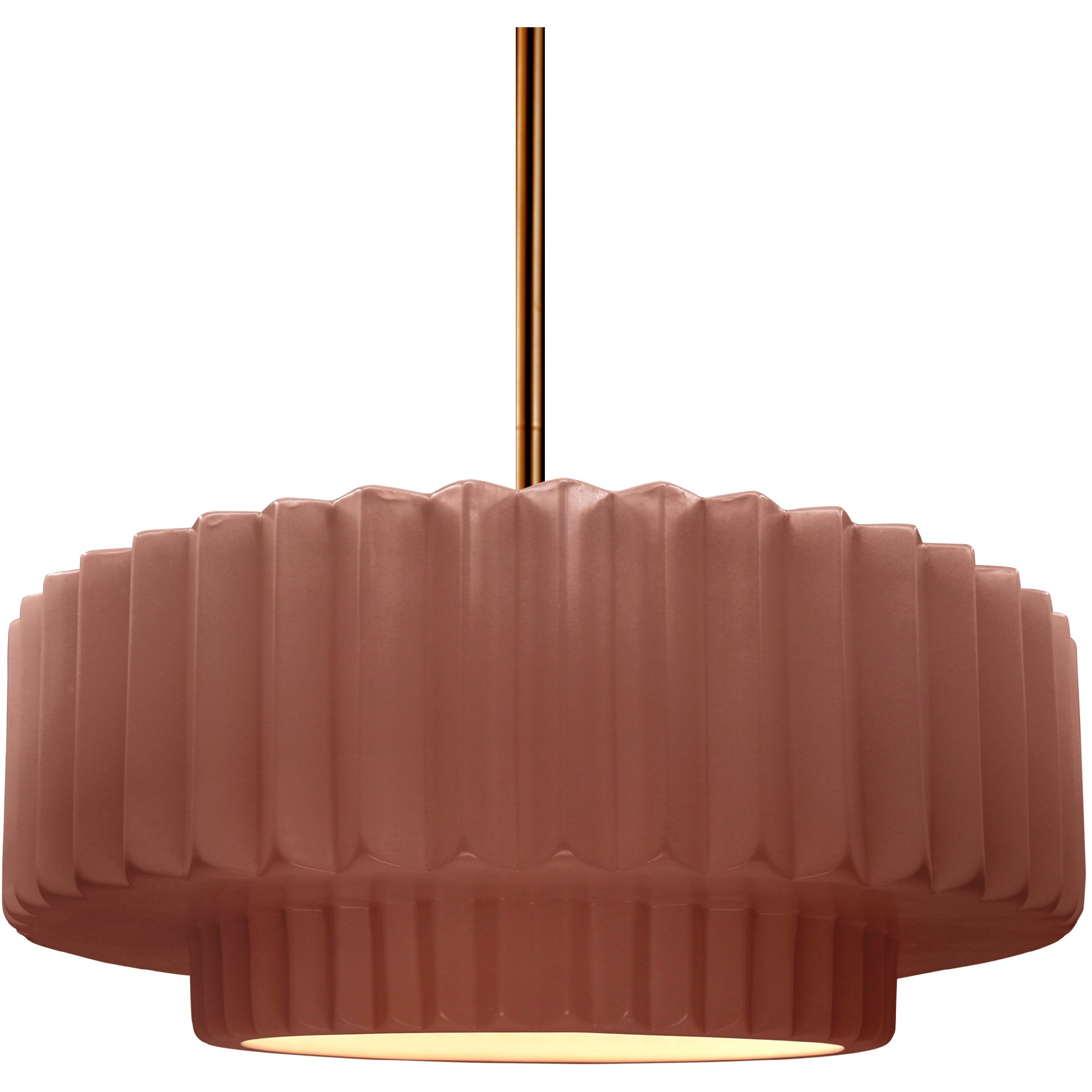Radiance Collection - Pleated Tier Pendant Ceiling Light in Brushed Brass, Black Cord, Replaceable Bulb, Canyon Clay, 14.5W x 5.25H, Form+Finish+Function
