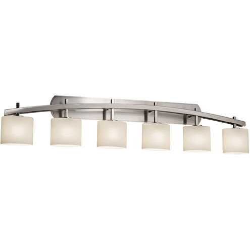 Fusion 6 Light 56.5 inch Brushed Nickel and Opal Bath Bar Wall Light in Oval, Incandescent
