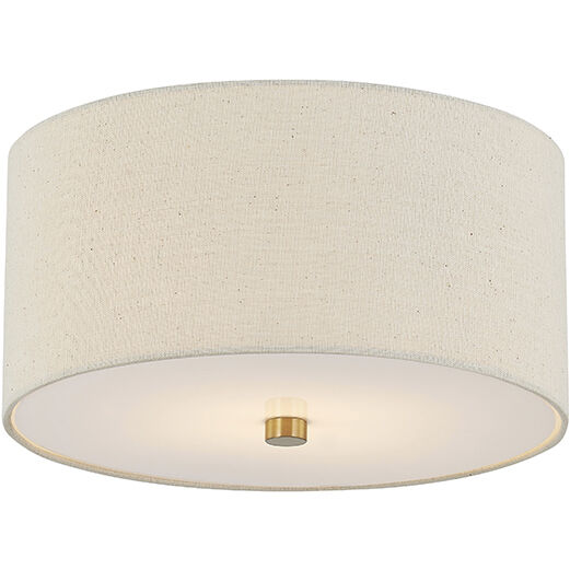 Textile Collection 2 Light 11 inch Brushed Brass Flush Mount Ceiling Light in Cream (CandleAria), Classic Family