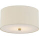 Textile Collection 2 Light 11 inch Brushed Brass Flush Mount Ceiling Light in Cream (CandleAria), Classic Family