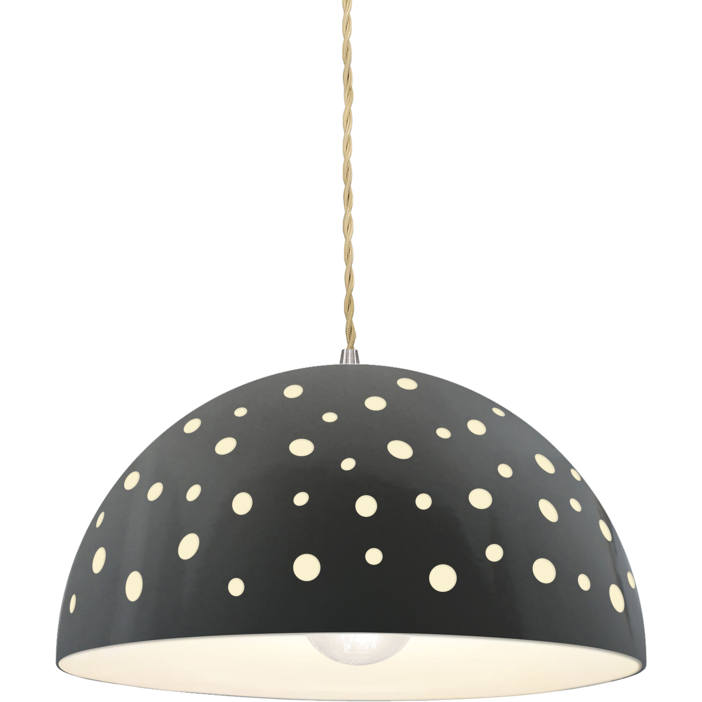 Perforated Dome Pendant Ceiling Light in Replaceable Bulb, Gloss Gray, Form+Finish+Function