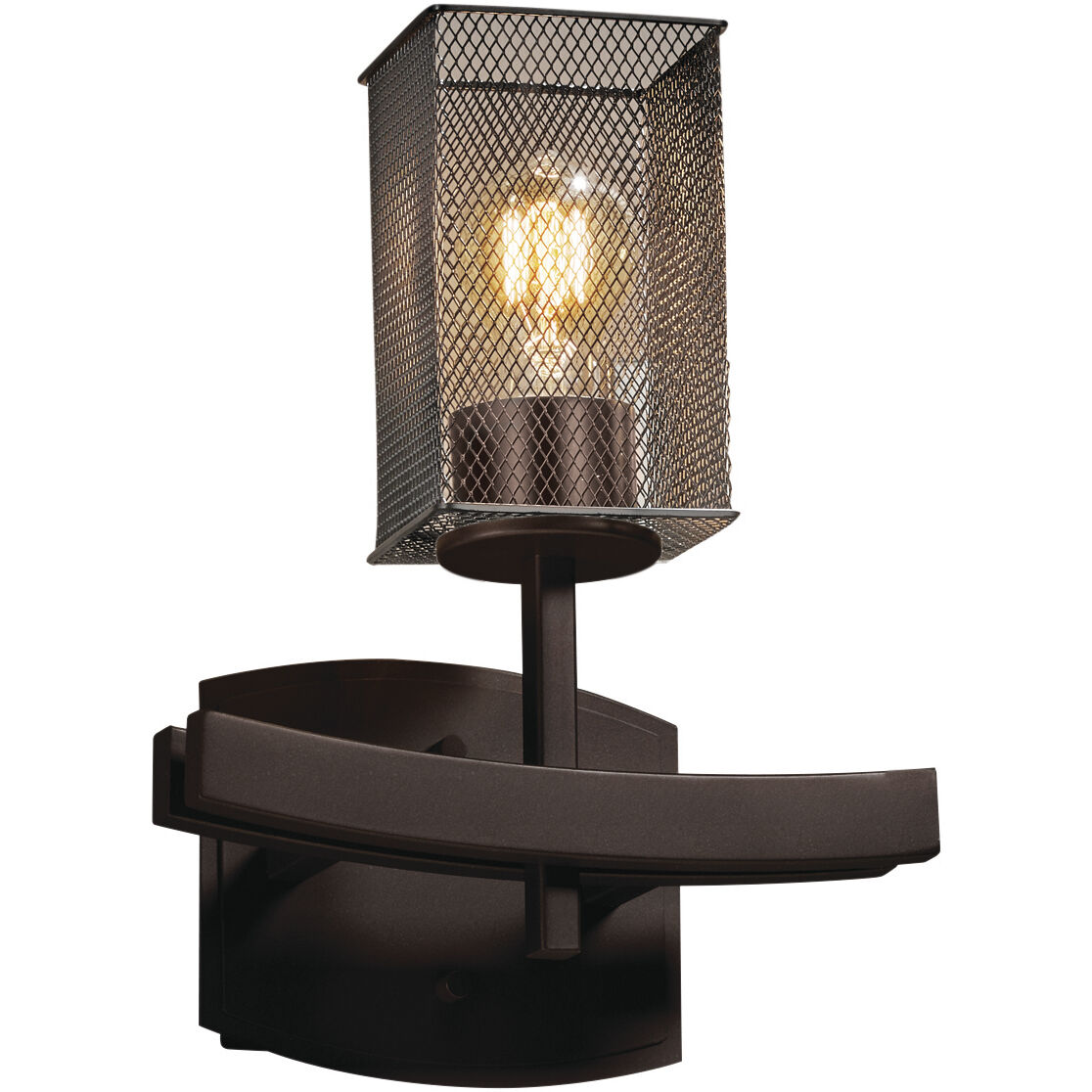 Wire Mesh 1 Light 9 inch Dark Bronze Wall Sconce Wall Light in Square with Flat Rim, Square w/ Flat Rim