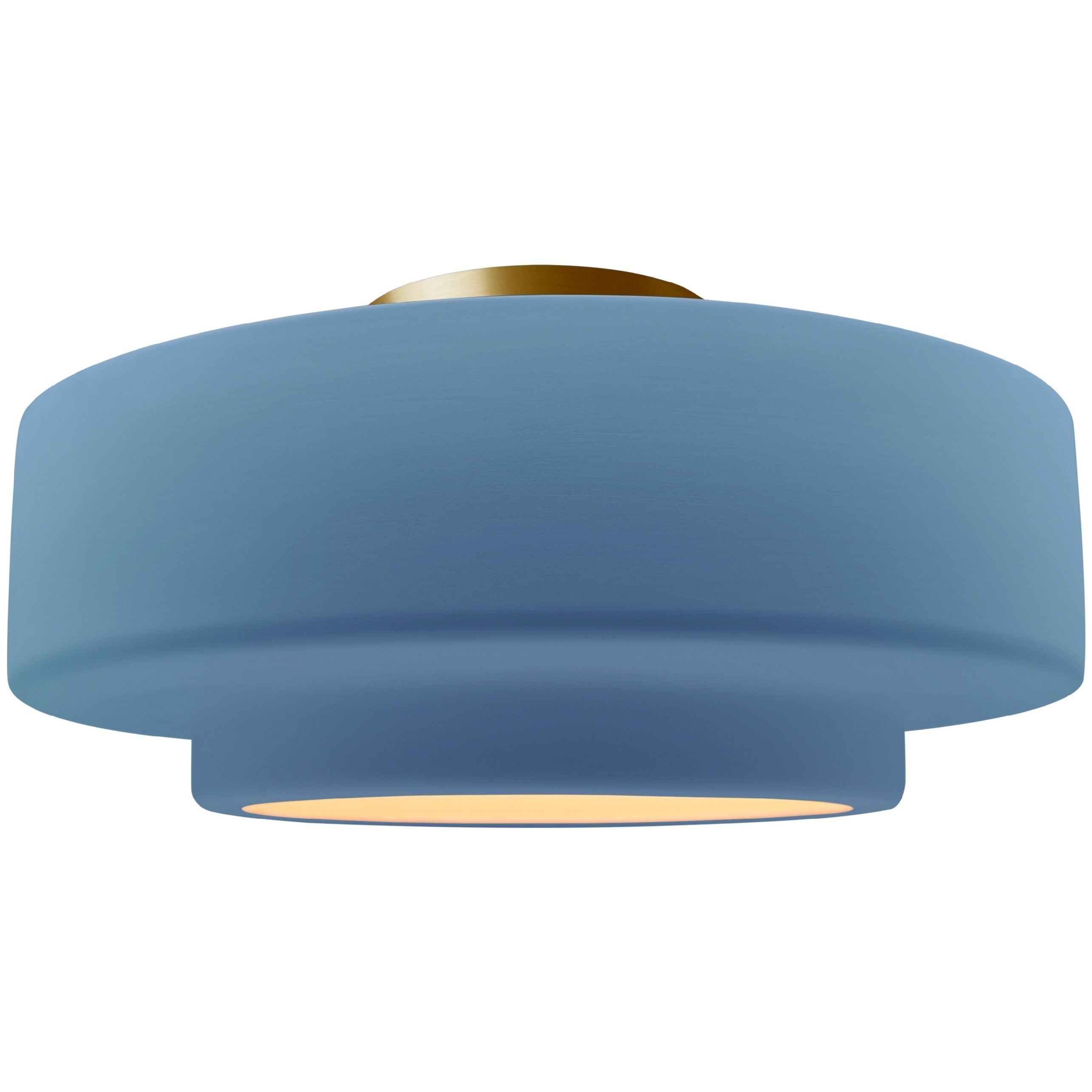 Radiance Collection - Tier 1 Light 14.5 inch Sky Blue and Brushed Brass Semi-Flush Ceiling Light in Replaceable Bulb, 14.5W x 7.25H, Form+Finish+Function