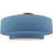 Radiance Collection - Tier 1 Light 14.5 inch Sky Blue and Brushed Brass Semi-Flush Ceiling Light in Replaceable Bulb, 14.5W x 7.25H, Form+Finish+Function