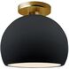 Radiance LED 7 inch Gloss Black and Matte White and Brushed Brass Semi Flush Ceiling Light