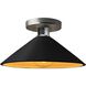 Radiance 1 Light 11.75 inch Carbon Matte Black and Champagne Gold and Brushed Nickel Semi Flush Ceiling Light