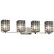 Wire Glass 34 inch Polished Chrome Bath Bar Wall Light in Grid with Clear Bubbles, Cylinder with Flat Rim, Incandescent, Era