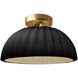 Radiance Collection - Pleated Dome Semi-Flush Ceiling Light in Brushed Brass, Dedicated LED, Gloss Black/Matte White, Form+Finish+Function