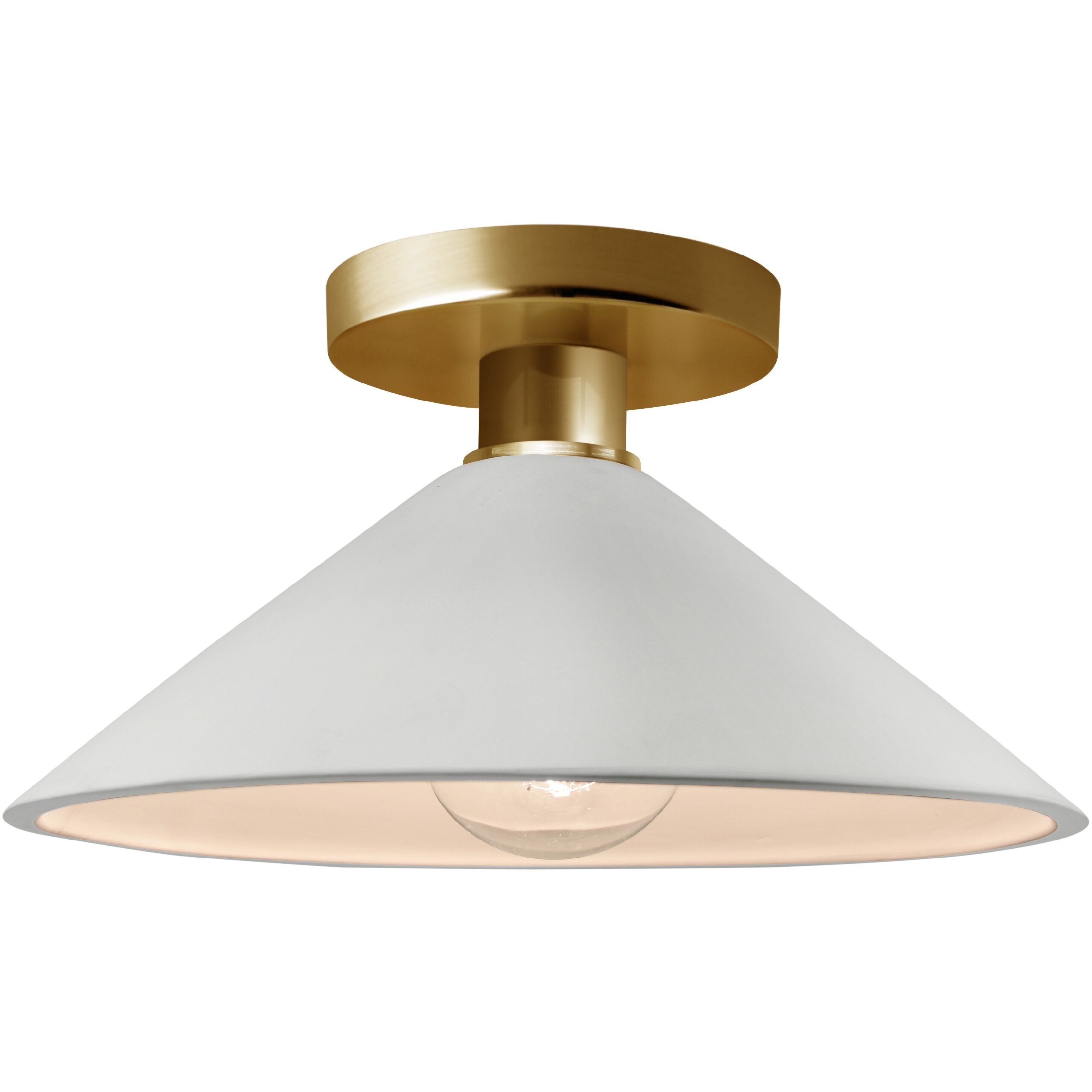 Radiance LED 11.75 inch Bisque and Polished Brass Semi Flush Ceiling Light