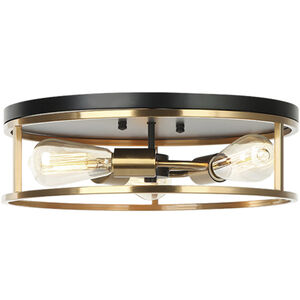 Knox 3 Light 16 inch Matte Black with Brass Accents Flush Mount Ceiling Light