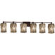 Wire Glass 49 inch Dark Bronze Bath Bar Wall Light in Grid with Clear Bubbles, Cylinder with Flat Rim, Incandescent, Tetra