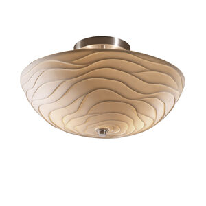 Signature 2 Light 14 inch Brushed Nickel Semi-Flush Ceiling Light in Waves, Incandescent