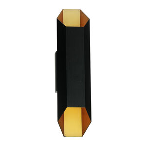 EVOLV LED 16.5 inch Matte Black Exterior with Brass Interior Outdoor Wall Sconce