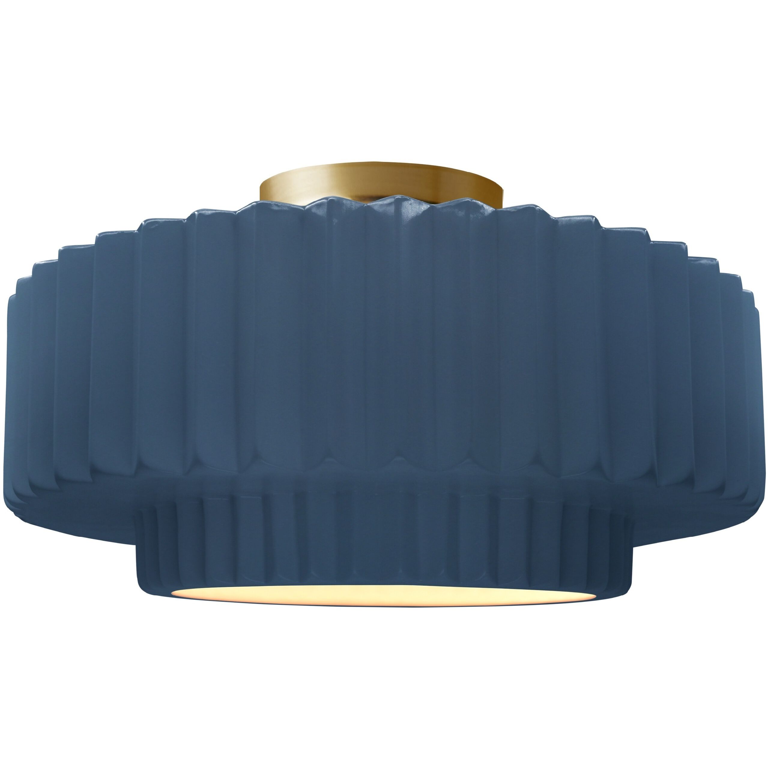 Radiance Collection - Pleated Tier LED 14.5 inch Midnight Sky and Brushed Brass Semi-Flush Ceiling Light in Dedicated LED, 14.5W x 7.25H, Form+Finish+Function