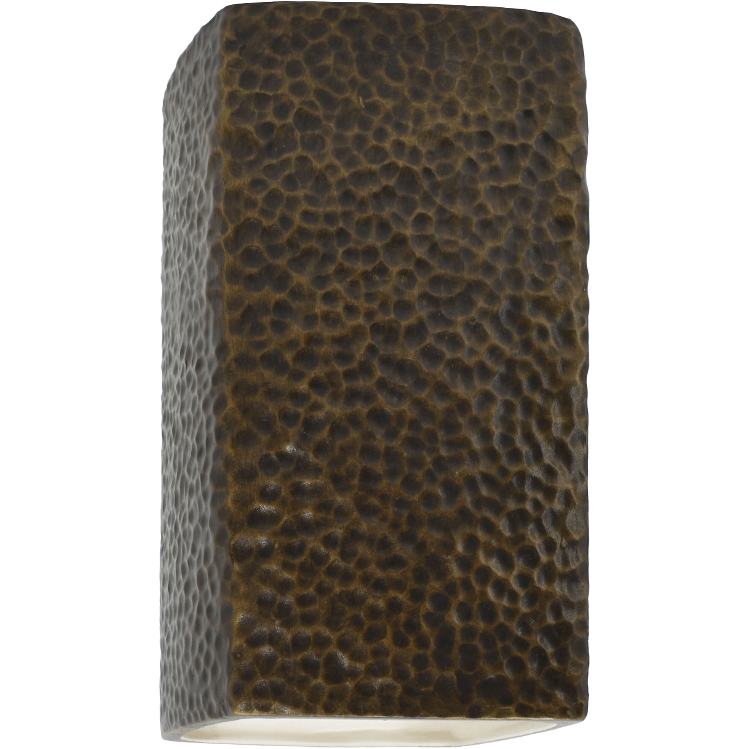 Ambiance Rectangle LED 5.25 inch Hammered Polished Brass ADA Wall Sconce Wall Light, Small