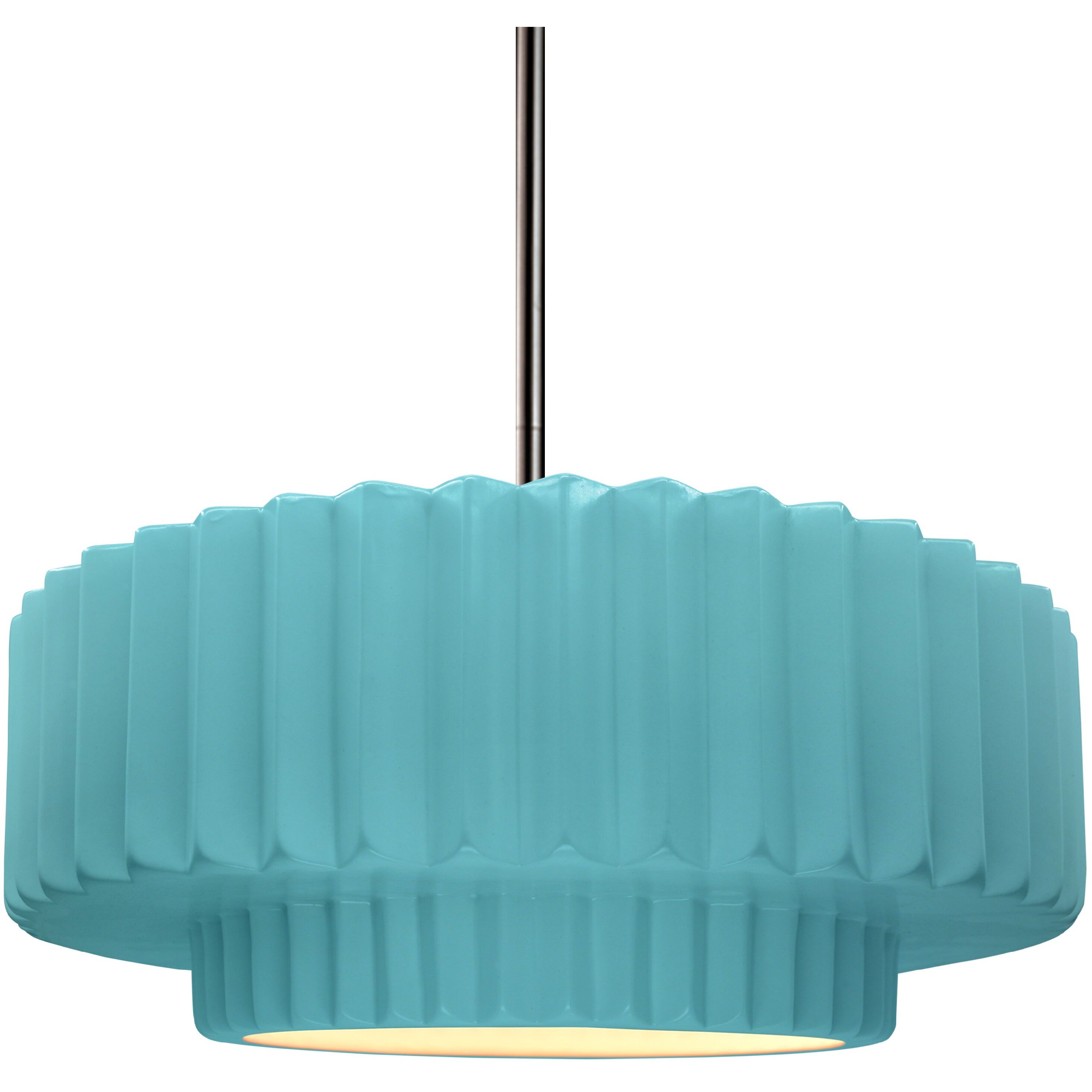 Radiance Collection - Pleated Tier Pendant Ceiling Light in Brushed Nickel, Dedicated LED, Black Cord, Reflecting Pool, 14.5W x 5.25H, Form+Finish+Function
