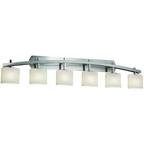 Fusion 6 Light 56.5 inch Brushed Nickel and Opal Bath Bar Wall Light in Oval, Incandescent