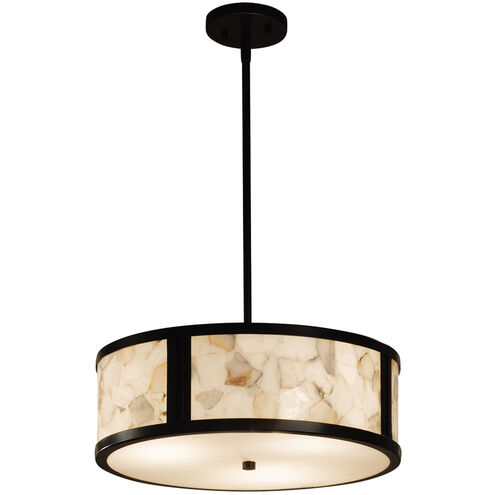 Alabaster Rocks Matte Black Drum Pendant Ceiling Light in Incandescent