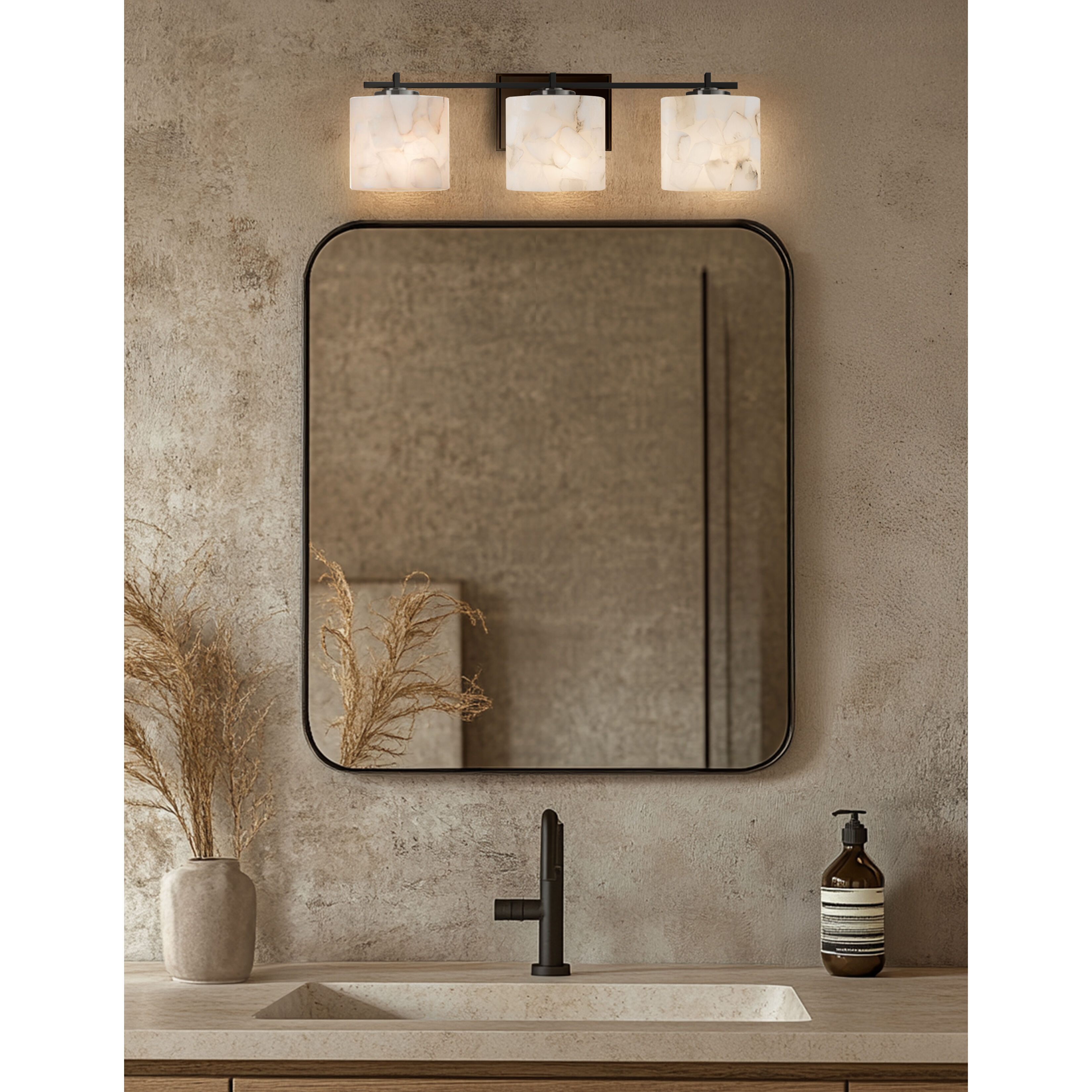 Alabaster Rocks LED 26.75 inch Matte Black Vanity Light Wall Light in 2100 Lm LED, Oval