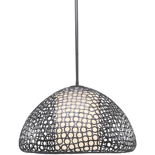 Dilston LED 24 inch Bronze Pendant Ceiling Light in Cream Linen Fabric